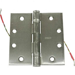 Stanley - 4" Long x 4-1/2" Wide Grade 1 Steel Full Mortise, Concealed Electric Commercial Hinge - Eagle Tool & Supply