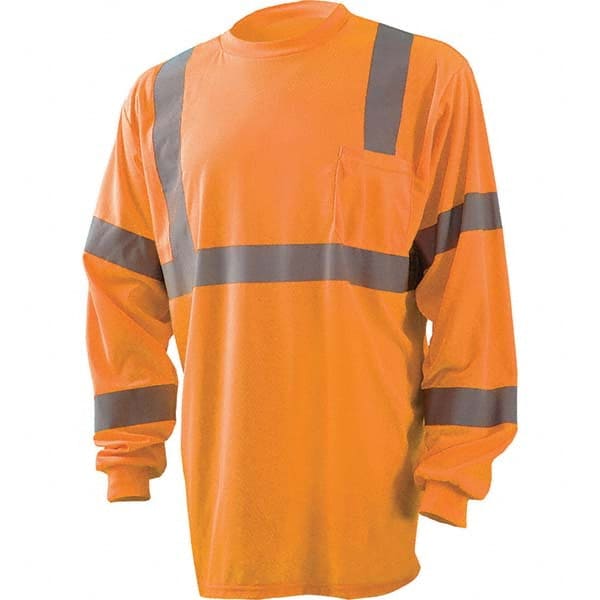 OccuNomix - Size S Hi-Vis Orange High Visibility Long Sleeve T-Shirt - Eagle Tool & Supply
