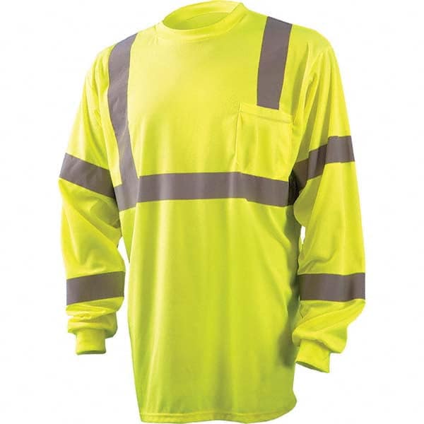 OccuNomix - Size S Hi-Vis Yellow High Visibility Long Sleeve T-Shirt - Eagle Tool & Supply
