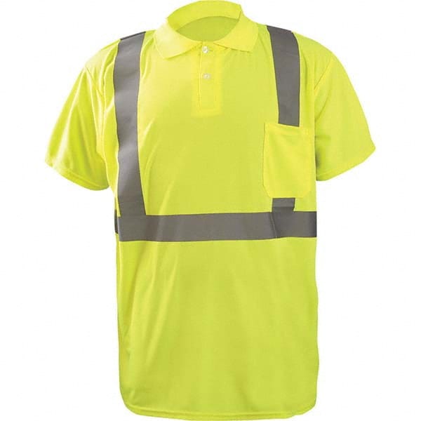 OccuNomix - Size L Hi-Vis Yellow High Visibility Short Sleeve Polo Shirt - Eagle Tool & Supply