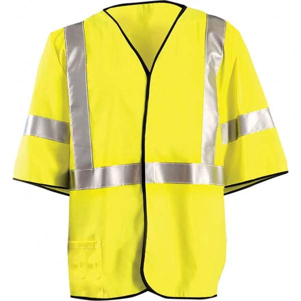 OccuNomix - Size 4XL Flame Resistant Hi-Vis Yellow Mesh General Purpose High Visibility Vest - Eagle Tool & Supply