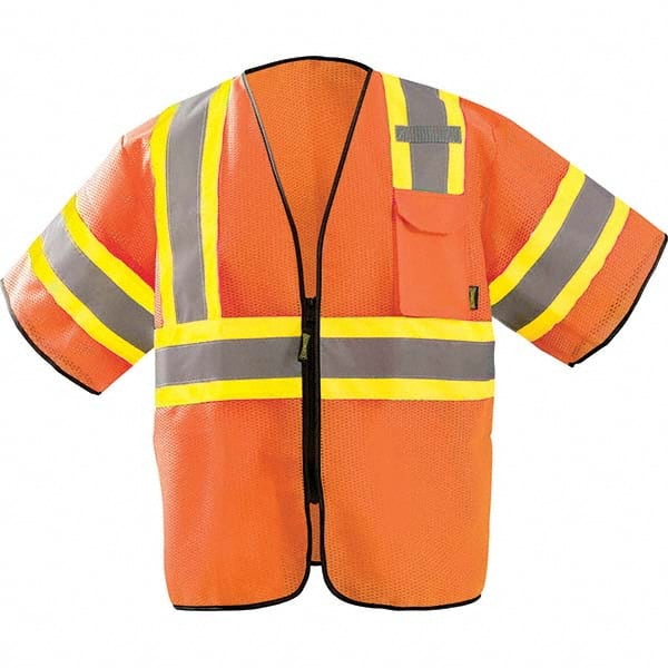 OccuNomix - Size L/XL HI-Vis Orange Mesh General Purpose High Visibility Vest - Eagle Tool & Supply