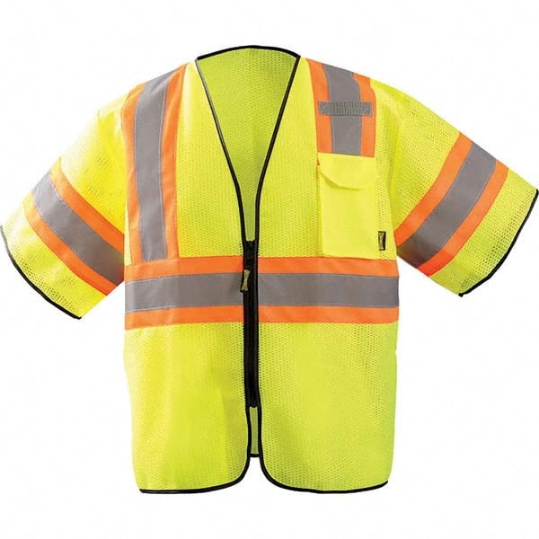 OccuNomix - Size 4X/5X L Hi-Vis Yellow Mesh General Purpose High Visibility Vest - Eagle Tool & Supply