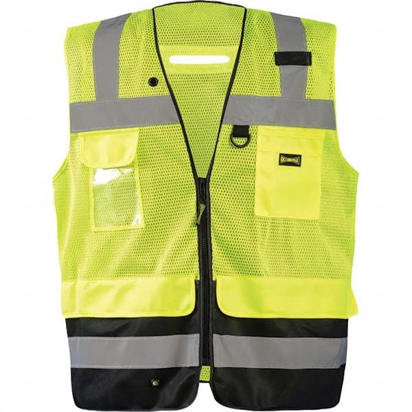 OccuNomix - Size M Hi-Vis Yellow Mesh Surveyor's High Visibility Vest - Eagle Tool & Supply