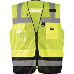 OccuNomix - Size XL Hi-Vis Yellow Mesh Surveyor's High Visibility Vest - Eagle Tool & Supply