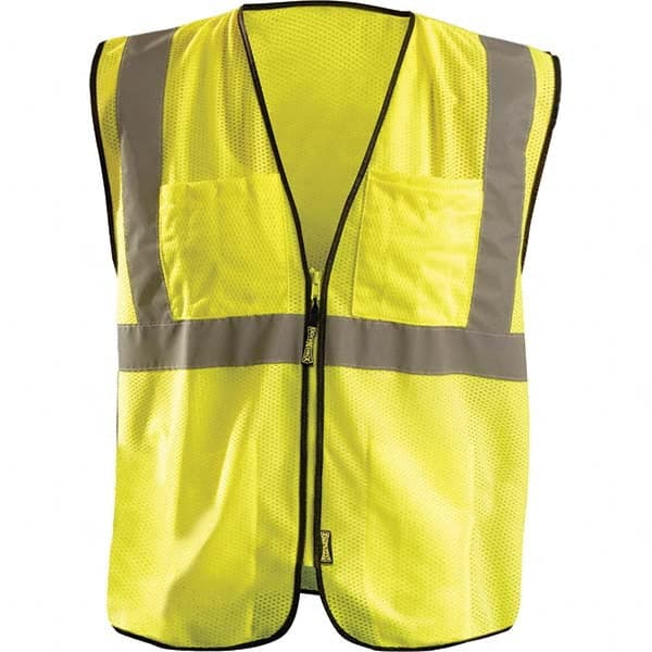 OccuNomix - Size 4X/5X L Hi-Vis Yellow Mesh Surveyor's High Visibility Vest - Eagle Tool & Supply