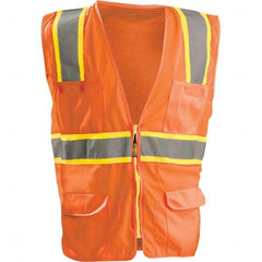 OccuNomix - Size 2XL HI-Vis Orange Mesh/Solid Surveyor's High Visibility Vest - Eagle Tool & Supply
