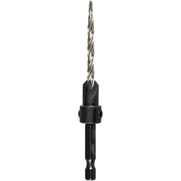 Milwaukee Tool - Adjustable-Depth Drill Countersinks Cutter Head Diameter (Wire): #8 Cutter Head Diameter (Inch): 1/4 - Eagle Tool & Supply