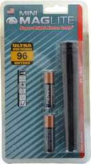 Mag-Lite - Krypton Bulb, 14 Lumens, Mini Flashlight - Black Aluminum Body, 2 AA Alkaline Batteries Included - Eagle Tool & Supply