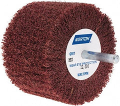 Norton - 3" Diam x 2" Face Width, Medium Aluminum Oxide Nonwoven Mounted Flap Wheel - 1/4" Shank Mount, 8,000 Max RPM - Eagle Tool & Supply