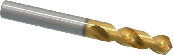 OSG - 9.99998mm 120° Spiral Flute Vanadium High Speed Steel Screw Machine Drill Bit - TiN Finish, Right Hand Cut, 43mm Flute Length, 93mm OAL, Faceted Point, Straight Shank - Eagle Tool & Supply