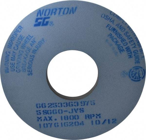 Norton - 14" Diam x 5" Hole x 1" Thick, J Hardness, 60 Grit Surface Grinding Wheel - Ceramic, Type 1, Medium Grade, 1,800 Max RPM, Vitrified Bond, No Recess - Eagle Tool & Supply
