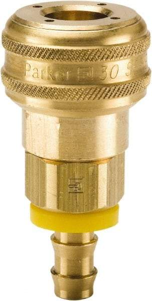 Parker - Push-Lok Hose Barb Industrial Pneumatic Hose Coupler - Brass, 3/8" Body Diam, 3/8" Hose ID - Eagle Tool & Supply