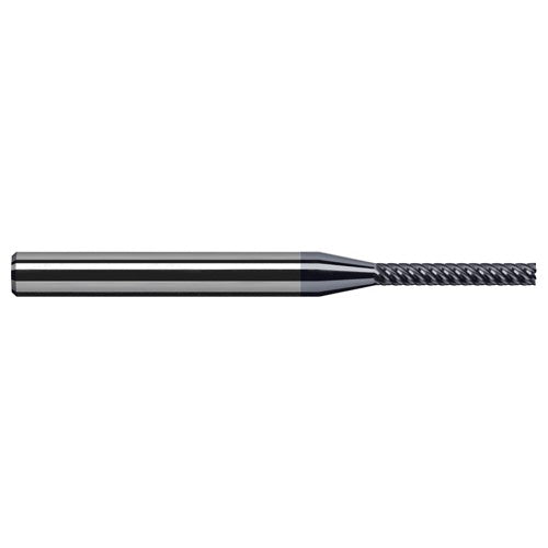 Variable Helix End Mills for Free Machining Steels - Finishers - 0.0620″ (1/16″) Cutter Diameter × 0.5000″ (1/2″) Length of Cut Carbide Square End Mill Finisher for Free Machining Steels, 5 Flutes, AlTiN Coated - Exact Industrial Supply