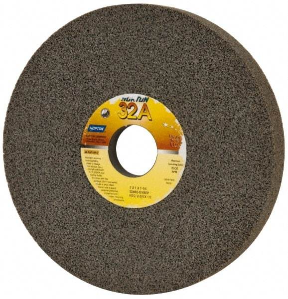 Norton - 7" Diam x 1-1/4" Hole x 1" Thick, G Hardness, 60 Grit Surface Grinding Wheel - Aluminum Oxide, Type 5, Medium Grade, 3,600 Max RPM, Vitrified Bond, One-Side Recess - Eagle Tool & Supply