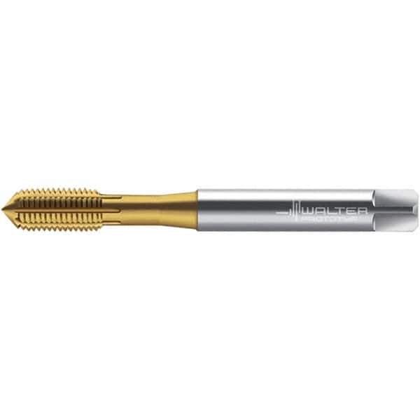 Walter-Prototyp - M2.5x0.45 DIN 2174 6HX 2.260 Thread Limit Bottoming Thread Forming Tap - Powdered Metal High Speed Steel, TiN Finish, 51.16mm OAL, 4mm Thread Length, Right Hand Thread, Series TC420 - Eagle Tool & Supply