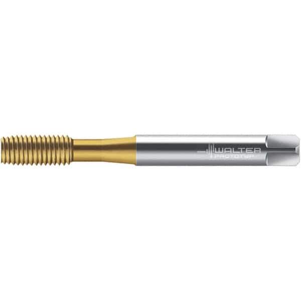 Walter-Prototyp - M3x0.50 DIN 2174 6HX 2.790 Thread Limit Semi-Bottoming Thread Forming Tap - Powdered Metal High Speed Steel, TiN Finish, 57.41mm OAL, 6mm Thread Length, Right Hand Thread, Series TC420 - Exact Industrial Supply