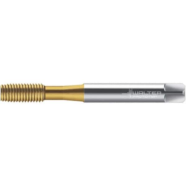 Walter-Prototyp - M5x0.80 DIN 2174 6HX 4.660 Thread Limit Semi-Bottoming Thread Forming Tap - Powdered Metal High Speed Steel, TiN Finish, 72.35mm OAL, 8mm Thread Length, Right Hand Thread, Series TC420 - Eagle Tool & Supply