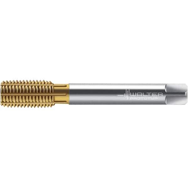 Walter-Prototyp - M10x1.00 DIN 2174 6HX 9.600 Thread Limit Semi-Bottoming Thread Forming Tap - Powdered Metal High Speed Steel, TiN Finish, 90mm OAL, 12mm Thread Length, Right Hand Thread, Series TC420 - Eagle Tool & Supply