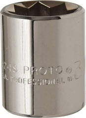 Proto - 3/4", 1/2" Drive, Standard Hand Socket - 8 Points, 1-1/2" OAL, Alloy Steel, Chrome Finish - Eagle Tool & Supply