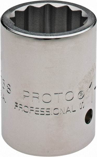 Proto - 1-3/16", 1" Drive, Standard Hand Socket - 12 Points, 2-7/16" OAL - Eagle Tool & Supply