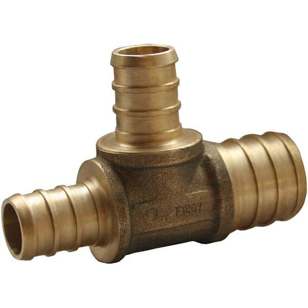 Brass Pipe Tee: 1 x 3/4 x 3/4″ Fitting, PEX, Lead Free