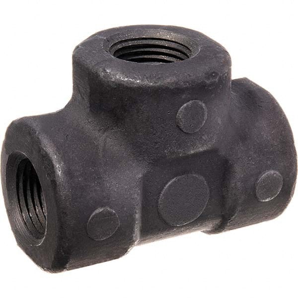 Black Tee: 1/2″, Threaded Steel, Black Finish, Class 3000, ANSI/ASME B1.20.1, ANSI/ASME B16.11-MSS SP-83 & ASTM A105