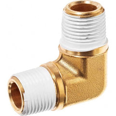 Brass Pipe 90 Male Elbow: 1/4″ Fitting, Threaded, MNPT x MNPT with Thread Sealant MNPT x MNPT w/Thread Sealant Ends, 3,400 psi, Brass Finish, Class Instrumentation