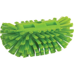 Vikan - 1-1/2" Bristle Length, Polyester Utility Scrub Brush - 8" Long x 5-1/2" Wide Head, 8" OAL, Green, Polypropylene Block - Eagle Tool & Supply