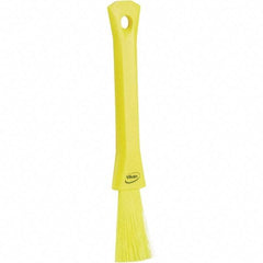 Vikan - 2-1/4" Bristle Length, Polyester Detail Brush - 1-1/4" Long x 0.4" Wide Head, 8.07" OAL, Ergonomic Handle, Yellow, Polypropylene Block - Eagle Tool & Supply