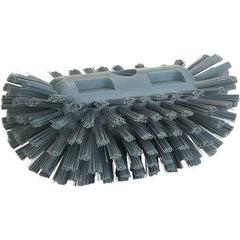 Vikan - 1-1/2" Bristle Length, Polyester Utility Scrub Brush - 8" Long x 5-1/2" Wide Head, 8" OAL, Gray, Polypropylene Block - Eagle Tool & Supply