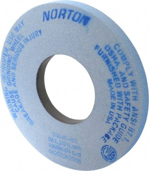 Norton - 12" Diam x 5" Hole x 1" Thick, I Hardness, 46 Grit Surface Grinding Wheel - Ceramic, Type 1, Coarse Grade, 2,070 Max RPM, Vitrified Bond, No Recess - Eagle Tool & Supply