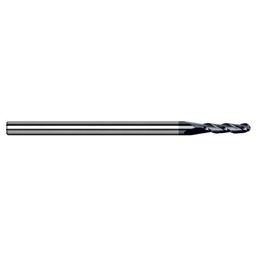 0.8 mm Dia. × 4 mm Shank × 2.4 mm DOC × 50 mm OAL, Carbide AlTiN, 3 Flute, Ballnose End Mill - Exact Industrial Supply