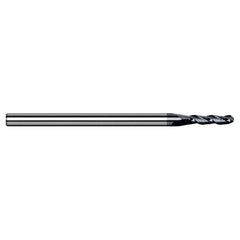 ‎0.04″ Dia. × 1/8″ Shank × 0.06″ DOC × 1-1/2″ OAL, Carbide AlTiN, 3 Flute, Ballnose End Mill - Exact Industrial Supply