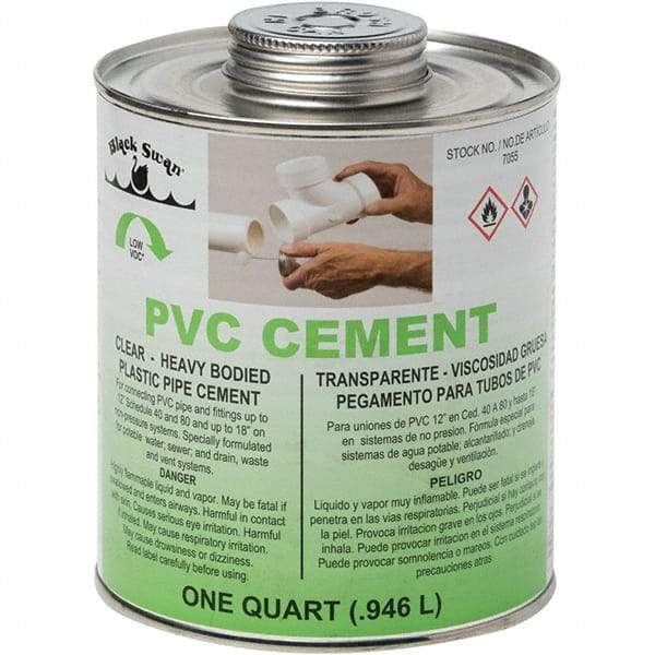 Black Swan - 1 Qt Heavy Duty Cement - Clear, Use with PVC - Eagle Tool & Supply