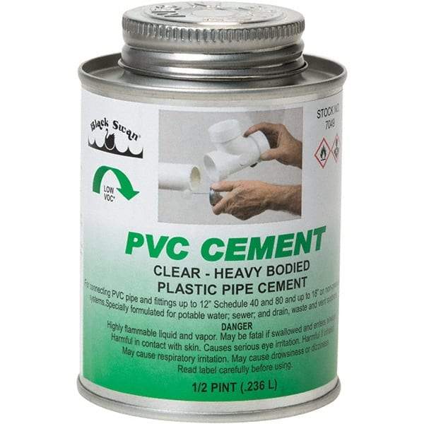 Black Swan - 1/2 Pt Heavy Duty Cement - Clear, Use with PVC - Eagle Tool & Supply