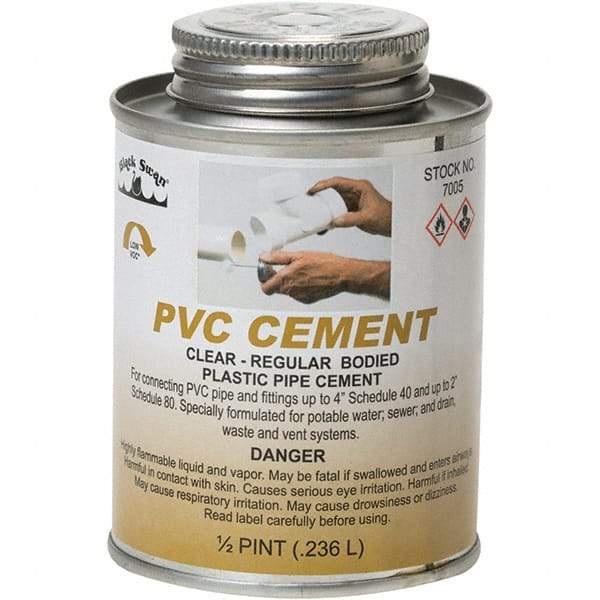 Black Swan - 1/2 Pt Regular Bodied Cement - Clear, Use with PVC - Eagle Tool & Supply