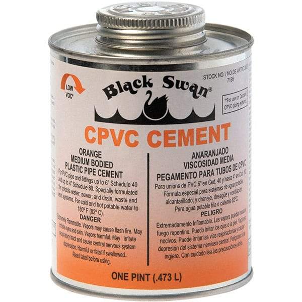 Black Swan - 1 Pt Medium Bodied Cement - Orange, Use with CPVC - Eagle Tool & Supply