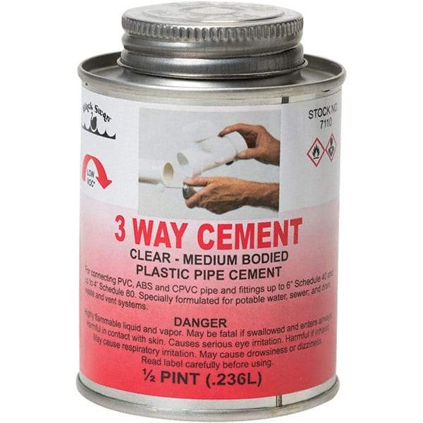 Black Swan - 1/2 Pt Medium Bodied Cement - Clear, Use with ABS, PVC & CPVC up to 6" Diam - Eagle Tool & Supply