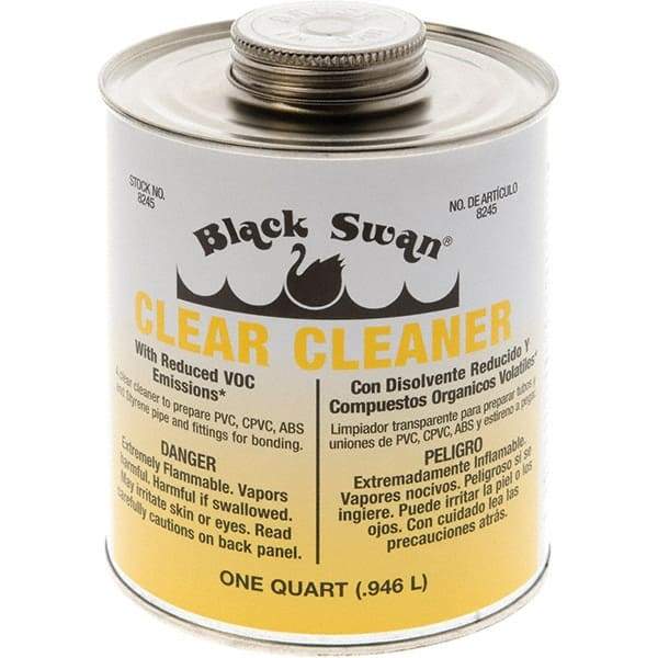 Black Swan - 1 Qt All-Purpose Cleaner - Clear, Use with ABS, PVC & CPVC up to 6" Diam - Eagle Tool & Supply