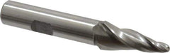 Made in USA - 10° Taper Angle per Side, 3/16" Small End Diam, 1-1/4" LOC, High Speed Steel 3 Flute Tapered Ball End Mill - 3-1/8" OAL, 1/2" Shank Diam - Eagle Tool & Supply