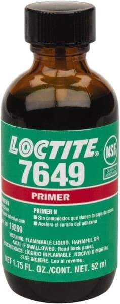 Loctite - 1.75 Fluid Ounce Bottle, Green, Liquid Primer - Series 7649, Hand Tool Removal - Eagle Tool & Supply