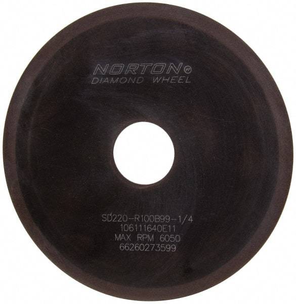Norton - 6" Diam x 1-1/4" Hole x 1/16" Thick, 220 Grit Surface Grinding Wheel - Diamond, Type 1A1, Very Fine Grade, Resinoid Bond - Eagle Tool & Supply