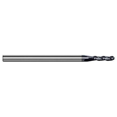 0.6 mm Dia. × 4 mm Shank × 1.8 mm DOC × 50 mm OAL, Carbide AlTiN, 3 Flute, Ballnose End Mill - Exact Industrial Supply