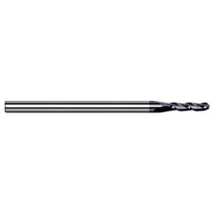 ‎0.1″ Dia. × 1/8″ Shank × 0.3″ DOC × 1-1/2″ OAL, Carbide AlTiN, 3 Flute, Ballnose End Mill - Exact Industrial Supply