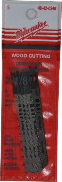 Milwaukee Tool - 3-1/8" Long, 8 Teeth per Inch, High Carbon Steel Jig Saw Blade - Toothed Edge, 0.2188" Wide x 0.043" Thick, U-Shank - Eagle Tool & Supply