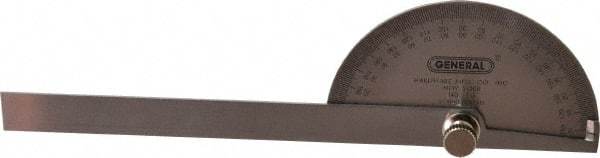 General - 6 Inch Long Blade, 180° Max Measurement, 1° Dial Graduation, Round Head Protractor - Accuracy Up to 1°, 0 to 180 Dial Range - Eagle Tool & Supply