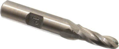 Made in USA - 1° Taper Angle per Side, 1/4" Small End Diam, 3/4" LOC, High Speed Steel 3 Flute Tapered Ball End Mill - 2-1/2" OAL, 3/8" Shank Diam - Eagle Tool & Supply