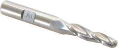 Made in USA - 2° Taper Angle per Side, 1/4" Small End Diam, 1-1/4" LOC, High Speed Steel 3 Flute Tapered Ball End Mill - 3-1/8" OAL, 3/8" Shank Diam - Eagle Tool & Supply
