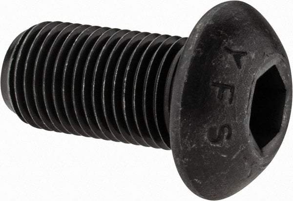 Value Collection - 1/2-20 UNF Hex Socket Drive, Button Screw - Alloy Steel, Black Oxide Finish, Fully Threaded, 1" Length Under Head - Eagle Tool & Supply